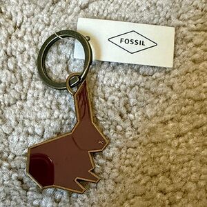 Fossil Maroon Rabbit Keychain